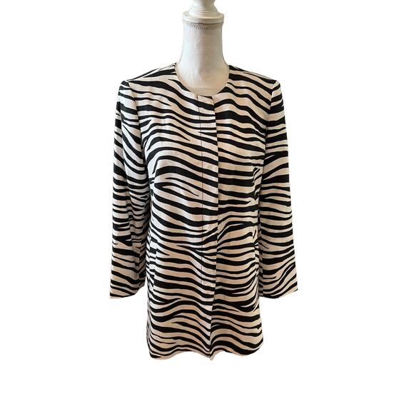 Talbots Zebra Animal Print Cotton Trench Coat 12P - Picture 1 of 7